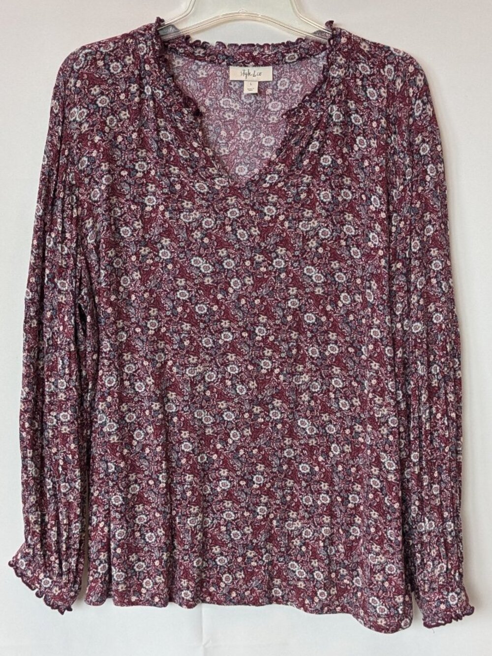 Style & Co. Long Sleeve V-Neck Blouse
